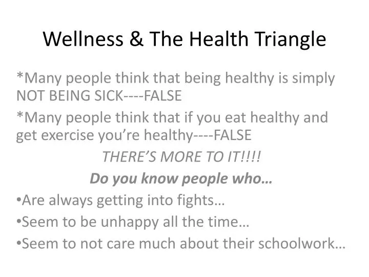 wellness the health triangle