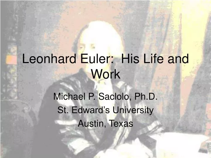 leonhard euler his life and work