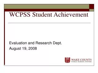 WCPSS Student Achievement