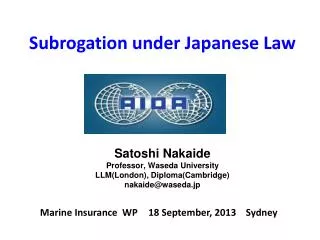 Marine Insurance WP 18 S eptember, 2013 Sydney