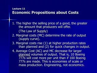 Lecture 11 Economic Propositions about Costs