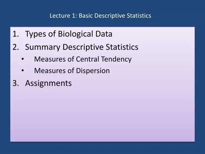 lecture 1 basic descriptive statistics