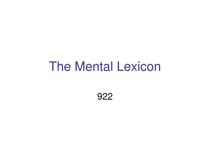 the mental lexicon