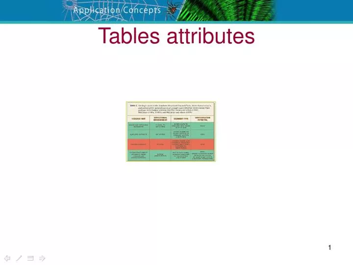 tables attributes