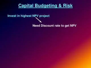 Capital Budgeting &amp; Risk