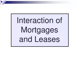 Interaction of Mortgages and Leases