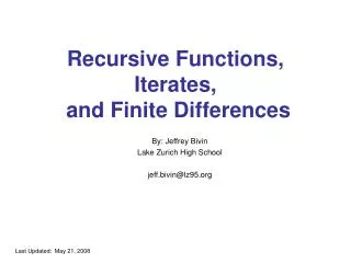 recursive functions iterates and finite differences