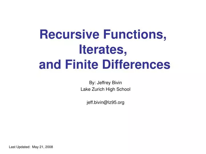 recursive functions iterates and finite differences