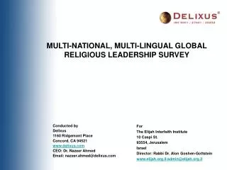 MULTI-NATIONAL, MULTI-LINGUAL GLOBAL RELIGIOUS LEADERSHIP SURVEY