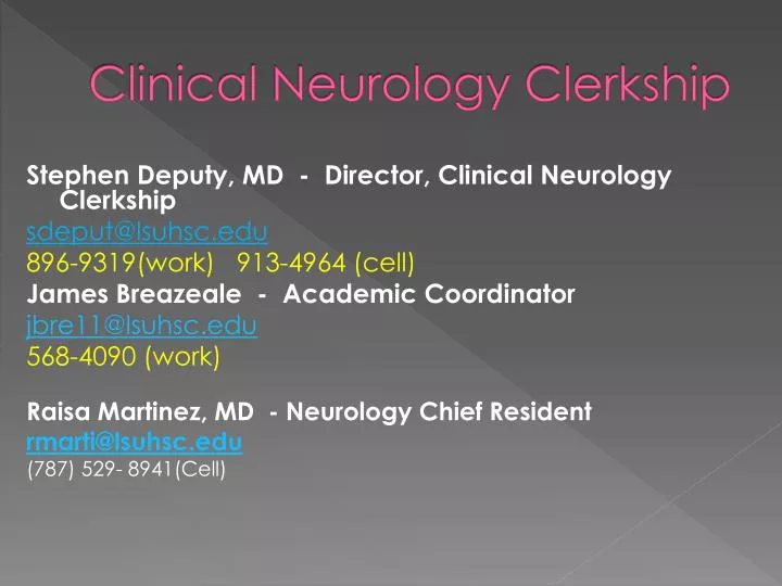 clinical neurology clerkship