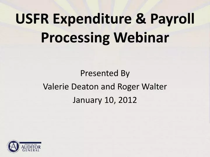 usfr expenditure payroll processing webinar