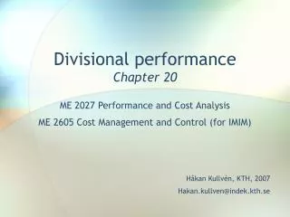 Divisional performance Chapter 20