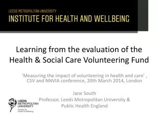 Learning from the evaluation of the Health &amp; Social Care Volunteering Fund