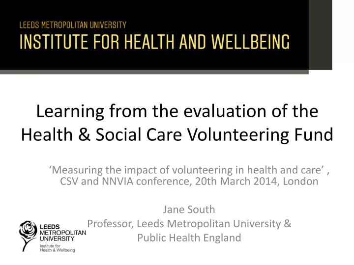 learning from the evaluation of the health social care volunteering fund