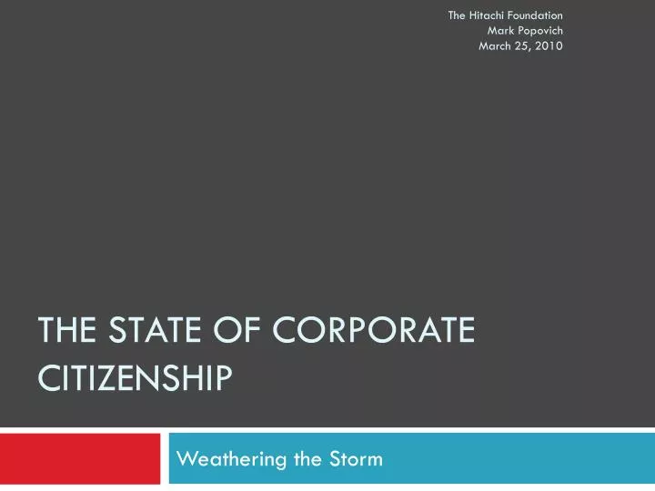 the state of corporate citizenship