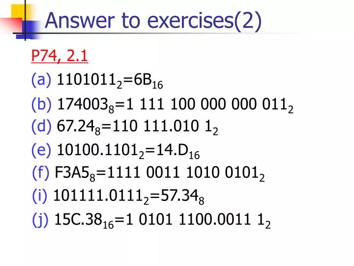 answer to exercises 2