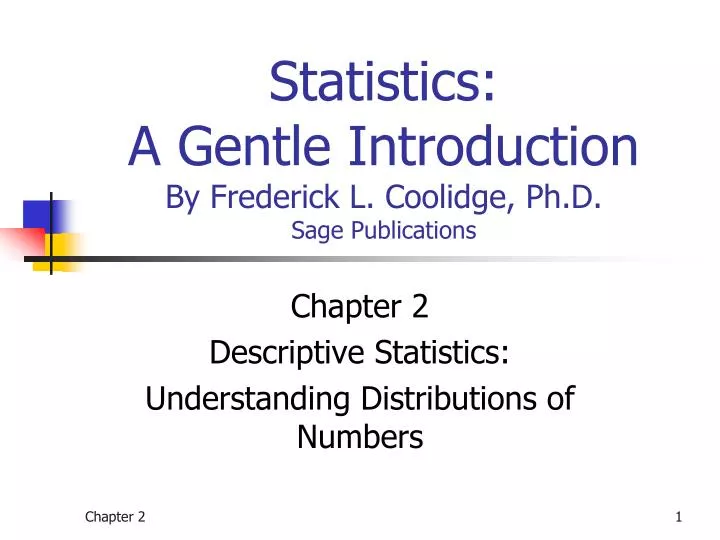 statistics a gentle introduction by frederick l coolidge ph d sage publications