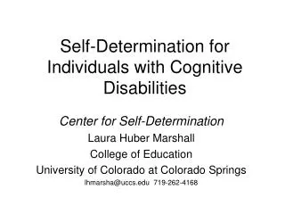 Self-Determination for Individuals with Cognitive Disabilities