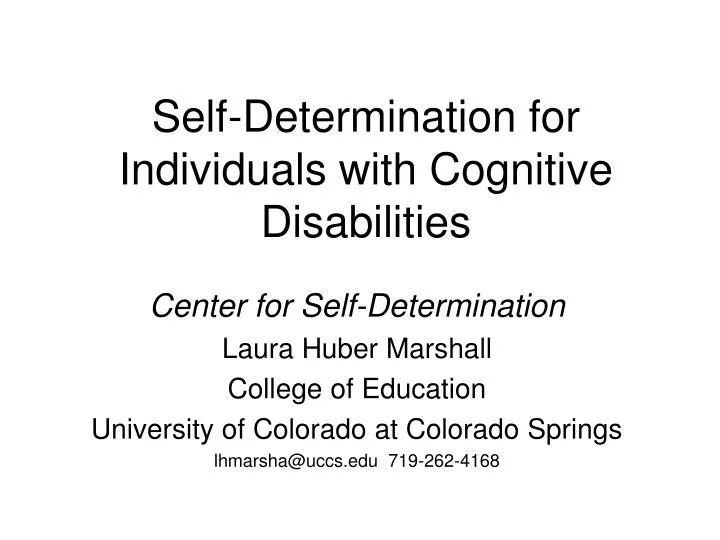 self determination for individuals with cognitive disabilities