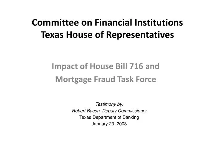 committee on financial institutions texas house of representatives