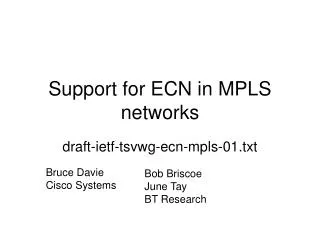 Support for ECN in MPLS networks