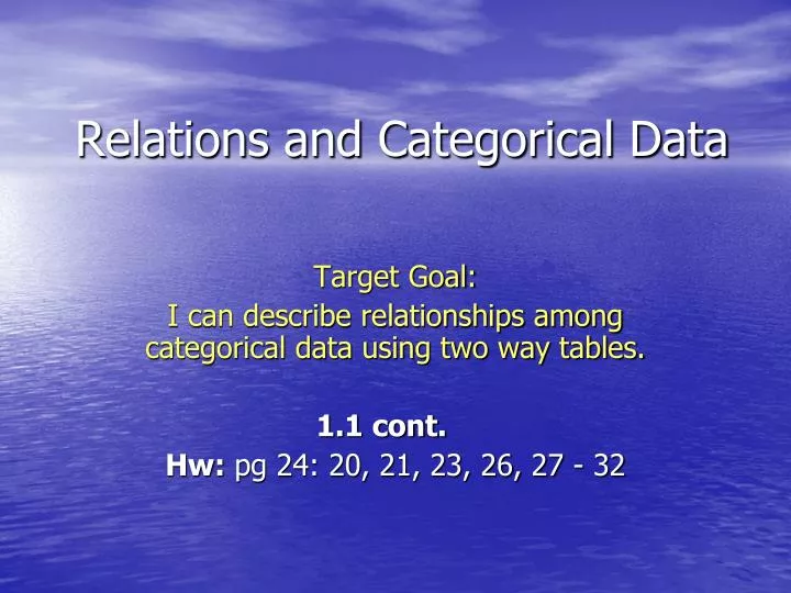 relations and categorical data