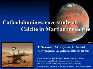 Cathodoluminescence study of Calcite in Martian meteorite