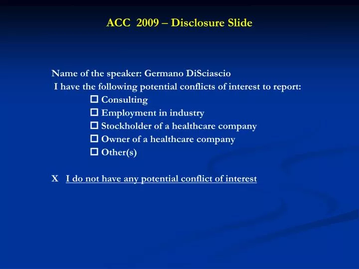 acc 2009 disclosure slide