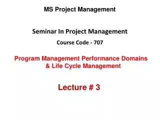 Seminar In Project Management Course Code - 707