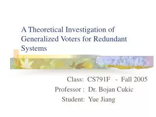 A Theoretical Investigation of Generalized Voters for Redundant Systems