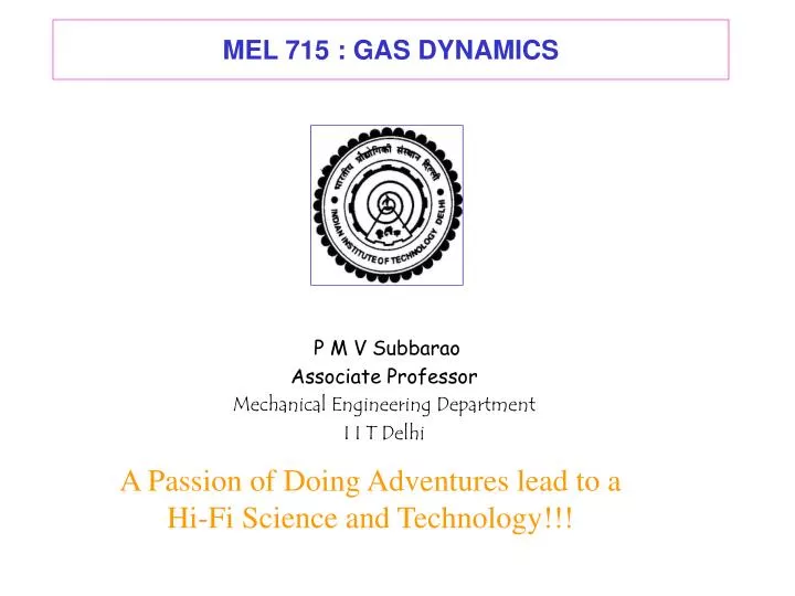 mel 715 gas dynamics