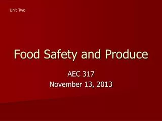 Food Safety and Produce