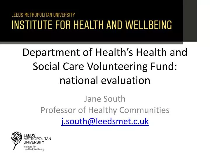 department of health s health and social care volunteering fund national evaluation