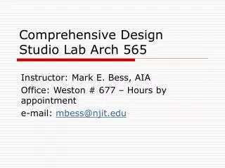 Comprehensive Design Studio Lab Arch 565