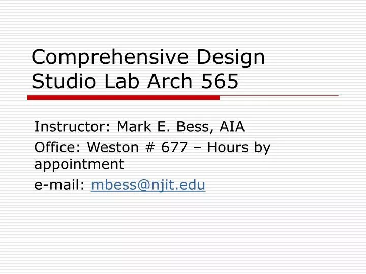 comprehensive design studio lab arch 565