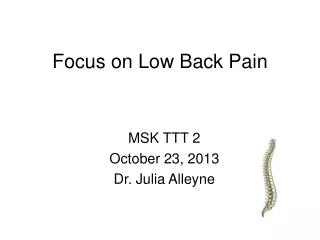 Focus on Low Back Pain