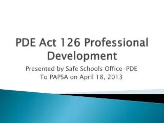 PDE Act 126 Professional Development