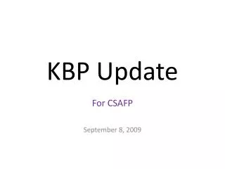 KBP Update