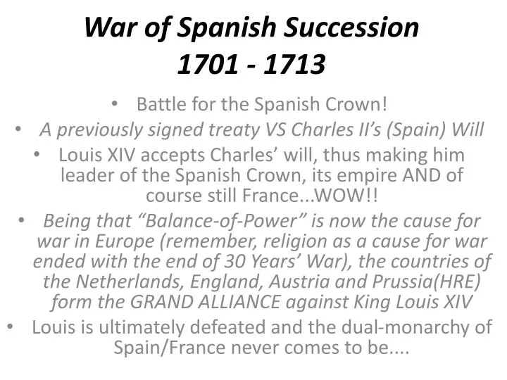 war of spanish succession 1701 1713