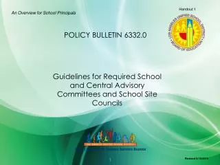 Guidelines for Required School and Central Advisory Committees and School Site Councils