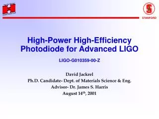 High-Power High-Efficiency Photodiode for Advanced LIGO LIGO-G010359-00-Z
