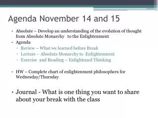 Agenda November 14 and 15