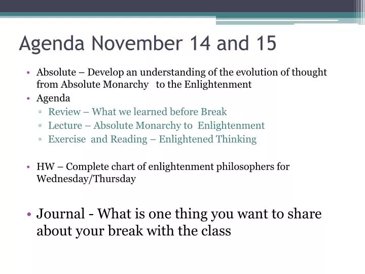 agenda november 14 and 15