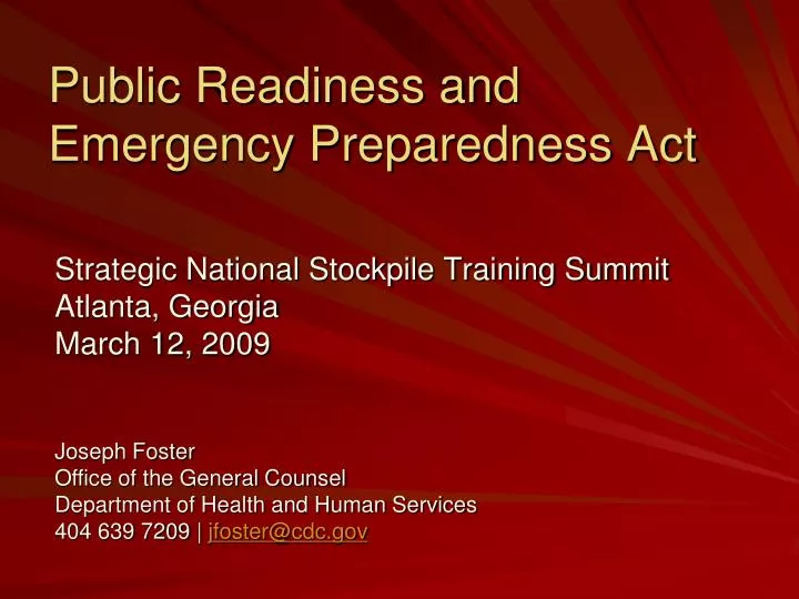 public readiness and emergency preparedness act