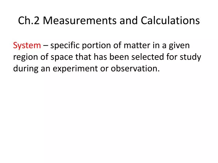 ch 2 measurements and calculations