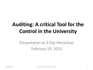 Auditing: A critical Tool for the Control in the University