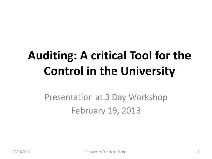 auditing a critical tool for the control in the university