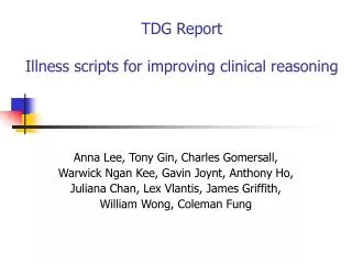 TDG Report Illness scripts for improving clinical reasoning