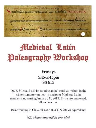Medieval Latin Paleography Workshop