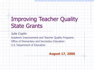 Improving Teacher Quality State Grants